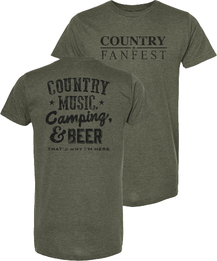 Music, Camping, & Beer T-Shirt Military Green